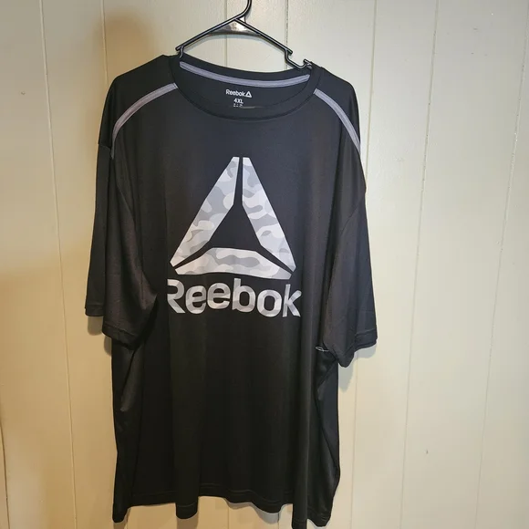 Reebok Men’s Graphic Performance T-Shirt Size 4X | Black & Gray Logo Tee | Comfo - Picture 1 of 4